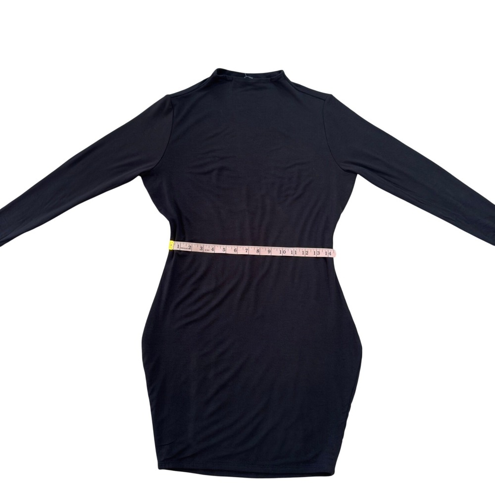 Naked Wardrobe 1X Black Mock Neck Long Sleeve Bodycon Mini Dress 1X NEW Dress - Picture 6 of 11
